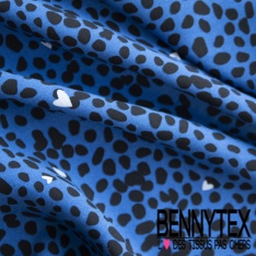 Fibranne viscose imprimé petite paquerette naïve fond bleu crépuscule