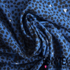 Fibranne viscose imprimé petite paquerette naïve fond bleu crépuscule