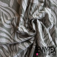 Voile de coton froissé brodé rectangle ton sur ton tilleul