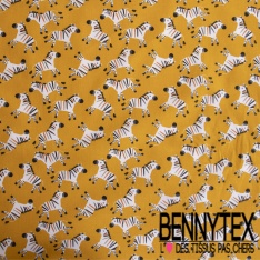 Toile lorraine impression panda fond moutarde