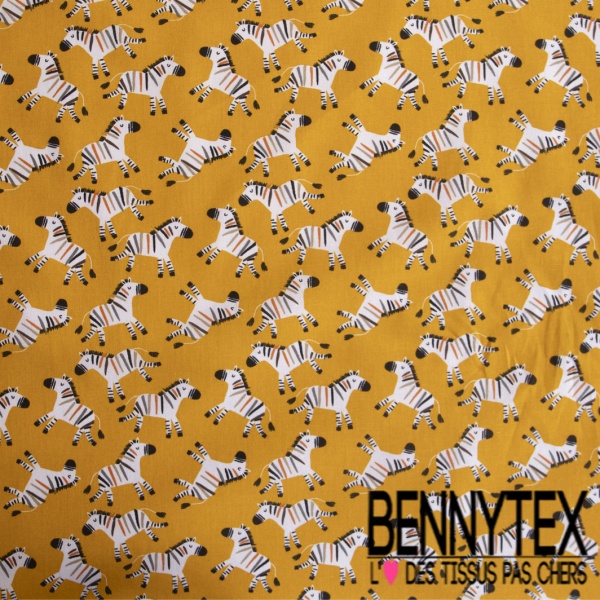 Toile lorraine impression panda fond moutarde