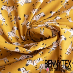 Toile lorraine impression panda fond moutarde