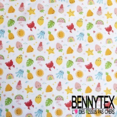 Toile lorraine impression teddy bear pois blanc fond gris clair