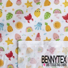 Toile lorraine impression teddy bear pois blanc fond gris clair