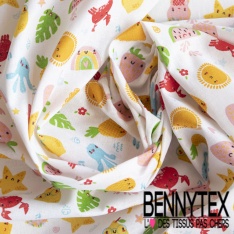 Toile lorraine impression teddy bear pois blanc fond gris clair