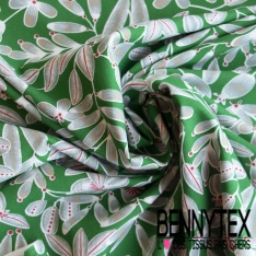 Toile Mayotte viscose imprimé grande forêt tropicale multicolore stylisée