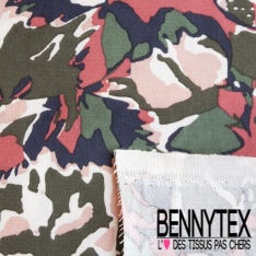 Toile Mayotte viscose imprimé floral cachemire vintage fond marsala