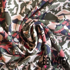 Toile Mayotte viscose imprimé floral cachemire vintage fond marsala
