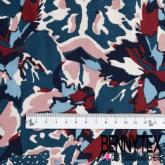 Toile Mayotte viscose imprimé floral mosaïque ton olive kaki rouge minéral rose blanc discret