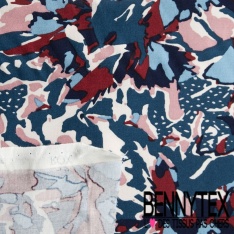 Toile Mayotte viscose imprimé floral mosaïque ton olive kaki rouge minéral rose blanc discret