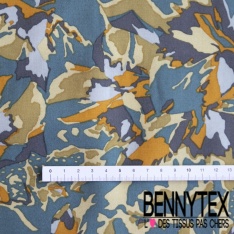 Toile Mayotte viscose imprimé floral mosaïque ton pétrole lie de vin bleu charron blanc discret