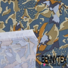 Toile Mayotte viscose imprimé floral mosaïque ton pétrole lie de vin bleu charron blanc discret