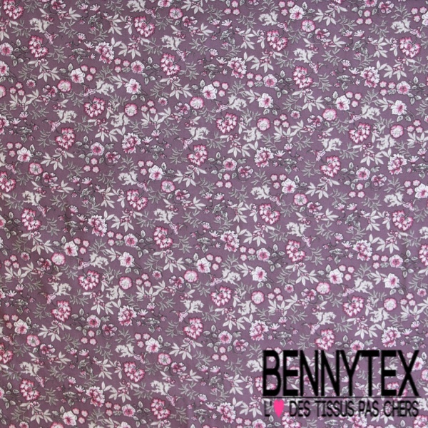 Toile Mayotte viscose imprimé floral stylisé blanc discret moutarde rouille