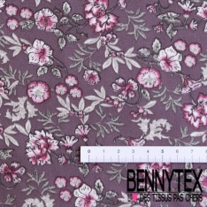 Toile Mayotte viscose imprimé floral stylisé blanc discret moutarde rouille