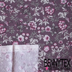 Toile Mayotte viscose imprimé floral stylisé blanc discret moutarde rouille