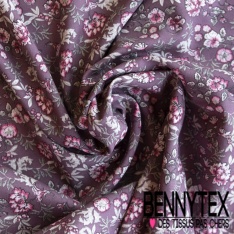 Toile Mayotte viscose imprimé floral stylisé blanc discret moutarde rouille