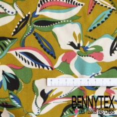 Toile Mayotte viscose imprimé floral stylisé cachemire fond violine