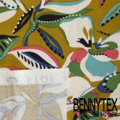 Toile Mayotte viscose imprimé floral stylisé cachemire fond violine