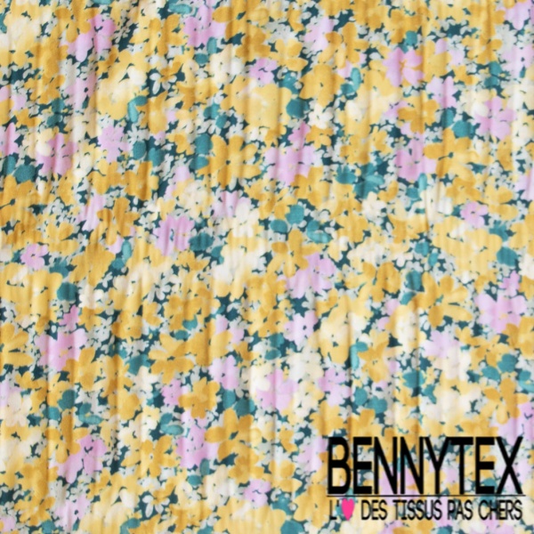 Toile Mayotte viscose imprimé floral stylisé tropical fond oasis