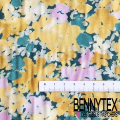 Toile Mayotte viscose imprimé floral stylisé tropical fond oasis