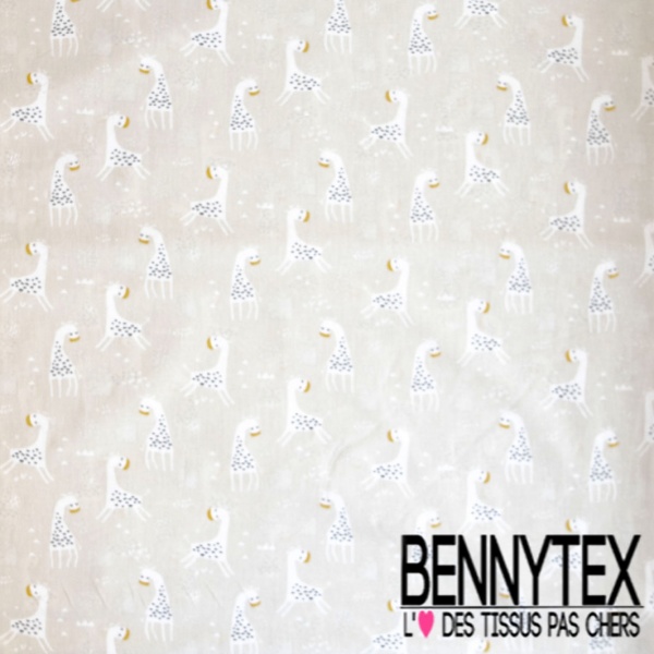 Toile lorraine impression tête de panda fond rose trémière