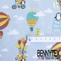 Toile lorraine impression petit poussin fond gris perle