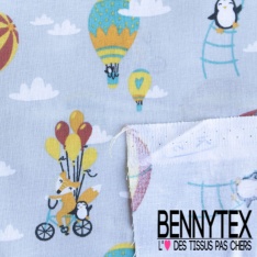 Toile lorraine impression petit poussin fond gris perle