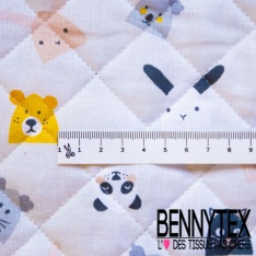Coton matelassé imprimé recto chat de gouttière fond blanc discret verso fleur multicolore fond blanc discret