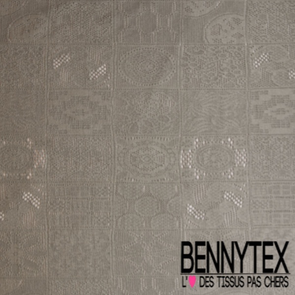 Guipure viscose polyester patchwork ton sur ton bleu nuit
