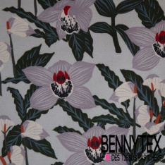 Satin coton élasthanne imprimé vitraux fond belu insigne