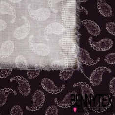 Satin coton élasthanne imprimé ovale fantaisie bordeaux fond blanc discret