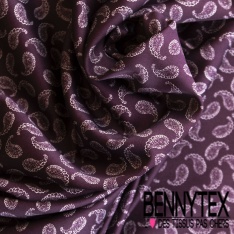 Satin coton élasthanne imprimé ovale fantaisie bordeaux fond blanc discret