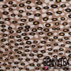 Popeline coton élasthanne motif losange fantaisie vert aiguille de pin blanc optique