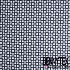 Popeline coton élasthanne motif pois blanc turquoise fond sang de taureau