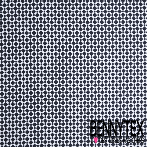 Popeline coton élasthanne motif pois blanc turquoise fond sang de taureau