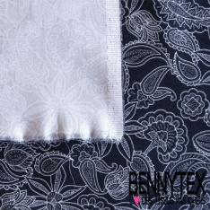 Popeline coton élasthanne motif mini losange éclipse totale blanc optique