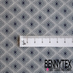 Popeline coton élasthanne motif floral cachemire lavande pastel fond marine profond