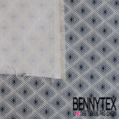 Popeline coton élasthanne motif floral cachemire lavande pastel fond marine profond