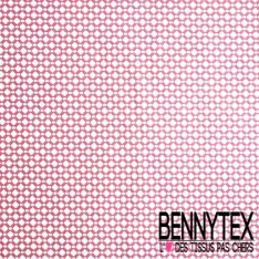 Popeline coton élasthanne motif fantaisie losange tiret marine fond blanc optique