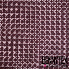 Popeline coton élasthanne motif fantaisie losange saumon rosé blanc discret