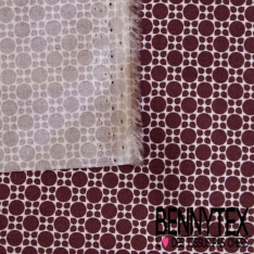 Popeline coton élasthanne motif fantaisie losange saumon rosé blanc discret