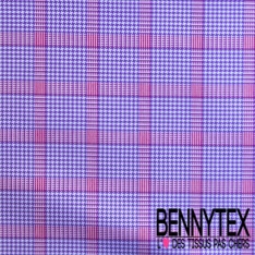 Coton tissé teint motif marinière horizontale rouge blanc optique fond marine