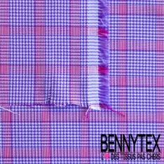 Coton tissé teint motif marinière horizontale rouge blanc optique fond marine