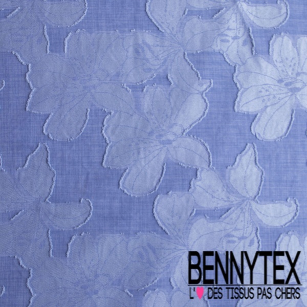Drap polyester imprimé floral naïf marine noir fond rosée du matin