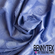 Drap polyester imprimé floral naïf marine noir fond rosée du matin