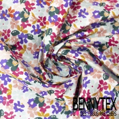 Coton enduit imprimé shabby hivernal cerf forme baroque fond faux parquet en bois naturel