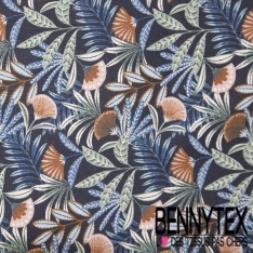 Toile lorraine impression fleur de ginko cachemire ton aubergine