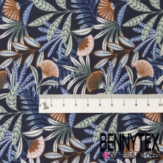 Toile lorraine impression fleur de ginko cachemire ton aubergine