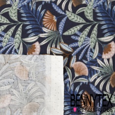 Toile lorraine impression fleur de ginko cachemire ton aubergine