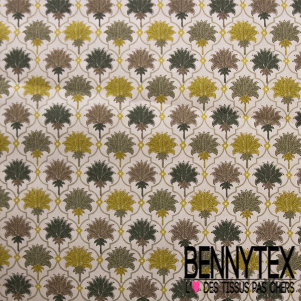Coton enduit imprimé marguerite dans forme seventie's gris minéral